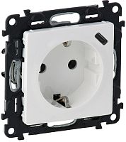 Розетка с заземлением +1xUSB тип A без рамки Legrand Valena Life 1-м. шторки белый картинка